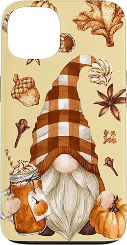 iPhone 13 Gnomo de Acción de Gracias ama otoño Yall patrón y calabaza especias caso