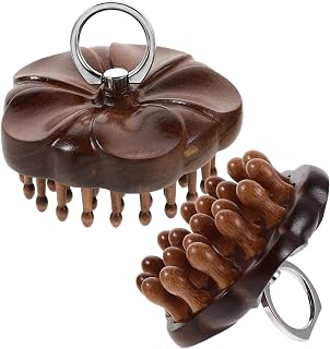 Healvian 2 St Sandelträ Hårborste med Finger Ring Bredtandad och Fin Sandelträ Massagekam för Huvudmassage och Hårvård Naturlig Träskalp Gua Sha och Avslappnande Nackmassage