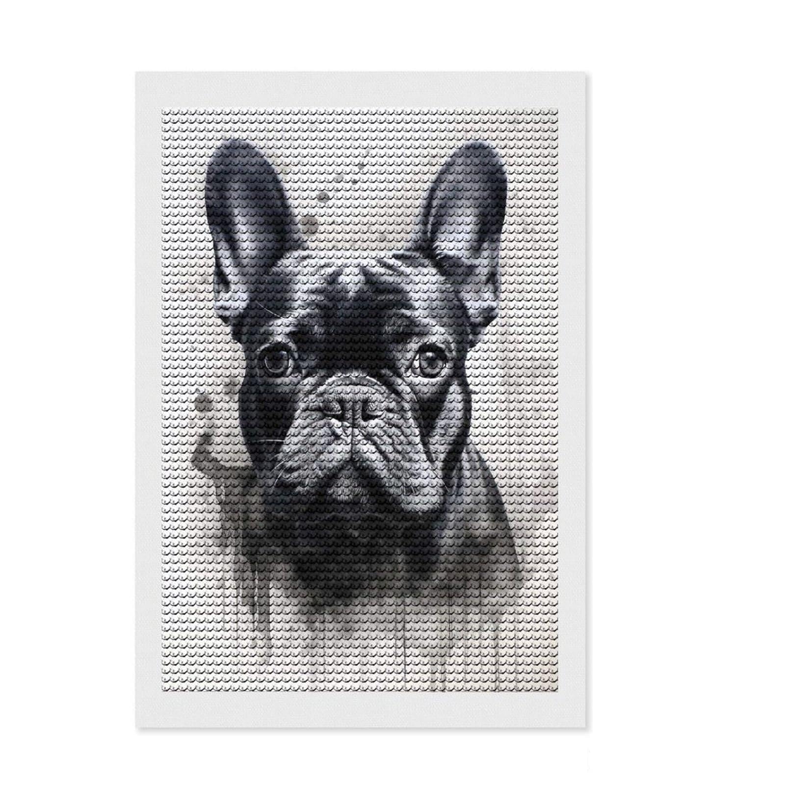 Junmoney French Bulldog Watercolor Full Drill Diamond Painting Kit 8"x12", Easy to Follow Symbols, Neat Printed Canvas, Creative Leisure Activity