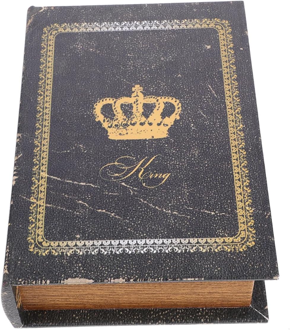 ARTIBETTER Decorative Book Shaped Storage Box Vintage Faux Book Model Large Wooden Display Box European Style Retro Storage for Home Office Décor