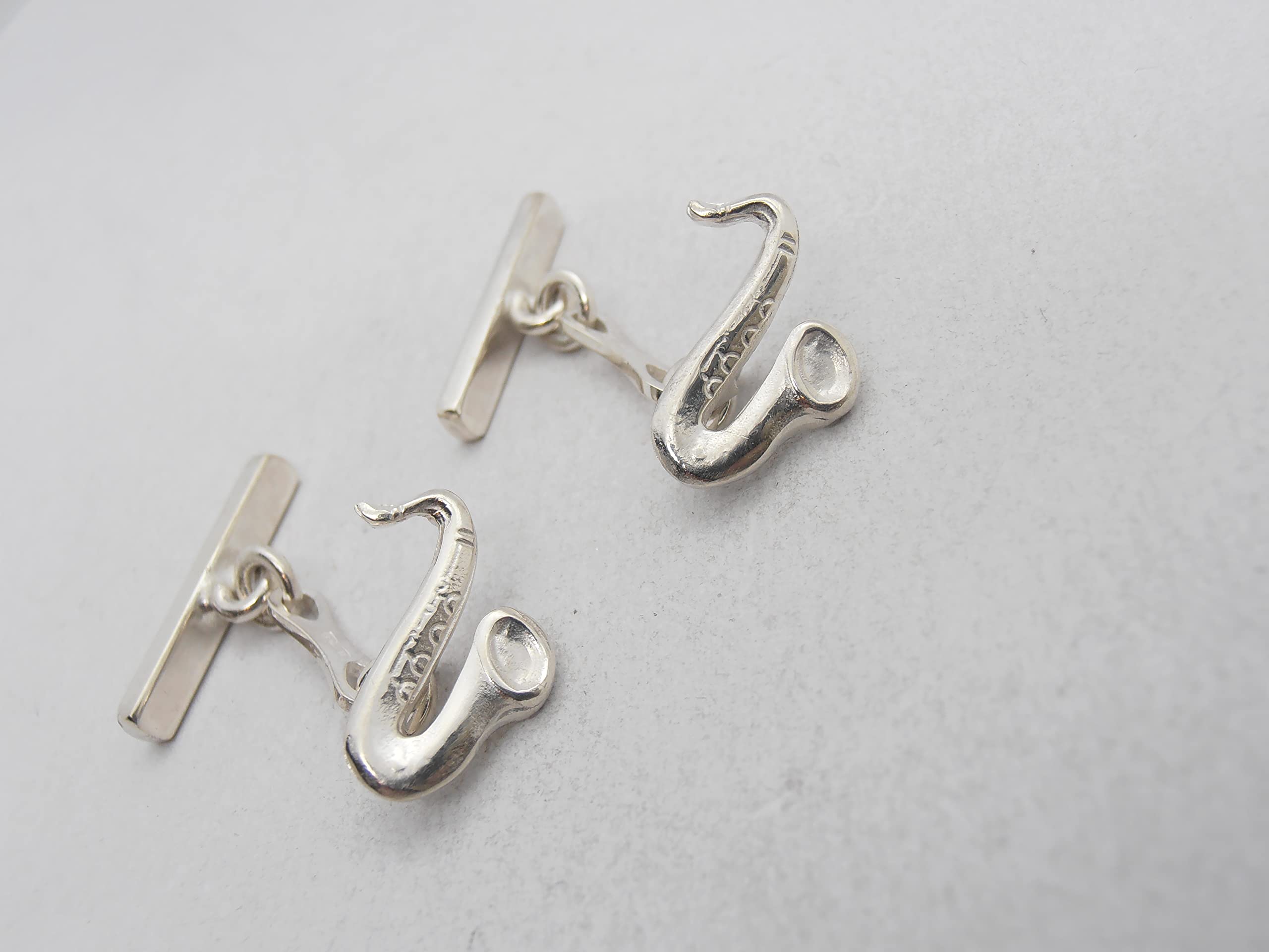 Sassofono : Gemelli in Argento 925 - Polsino Camicia - Sax - Musica - Musicista - Strumento Musicale