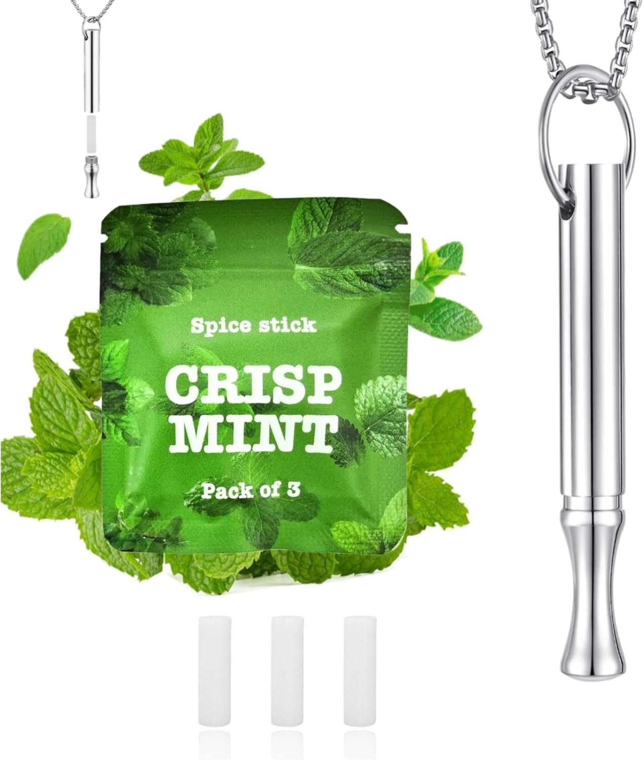 Breathing Necklace to Quit Smoking and Vaping with Refillable Mint Pods Stop Smoking Aids Fidget Necklace for Anxiety Relief Smokeless Inhaler for Adults