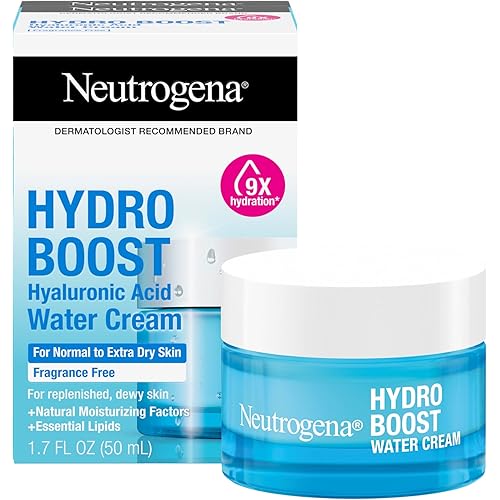 Neutrogena Hydro Boost Water Cream, 72 Hr Hydration for Normal/Extra Dry Skin, Fragrance Free, Face Moisturizer with Hyaluronic Acid, 1.7 oz. & Trial Size Hydro Boost Hydrating Gel Cleanser, 0.5 fl oz