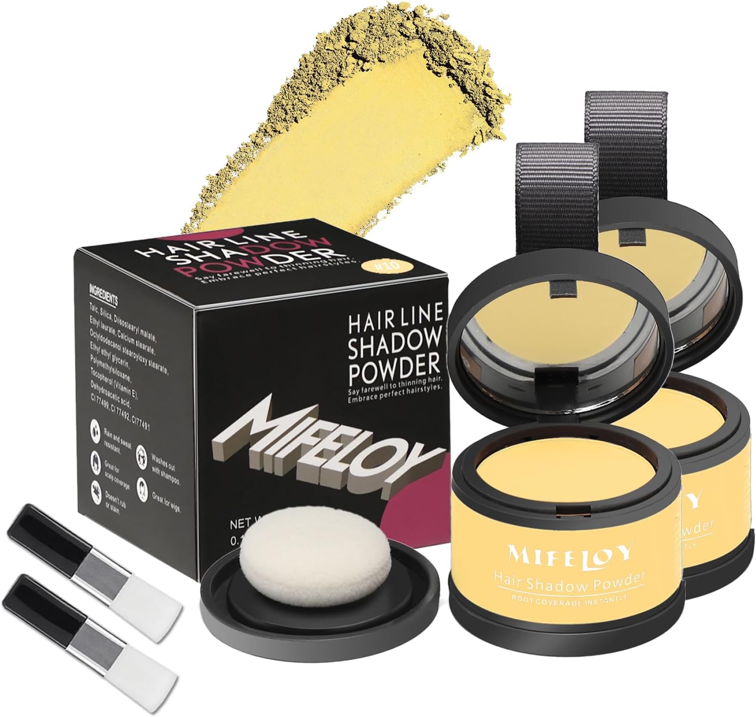 2 Pack Root Touch Up Shadow Powder, Gray Hair Cover Up, Women Color Root Coverage Powder for Thinning Grey Hairline, Men Instantly Concealer Hair Loss Beard Line Eyebrow, Light Blonde