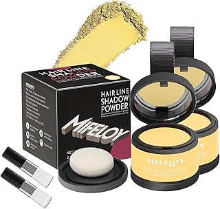 Mifeloy 2 Pack Root Touch Up Shadow Powder, Gray Hair Cover Up, Women Color Root Coverage Powder for Thinning Grey Hairline, Men Instantly Concealer Hair Loss Beard Line Eyebrow, Light Blonde