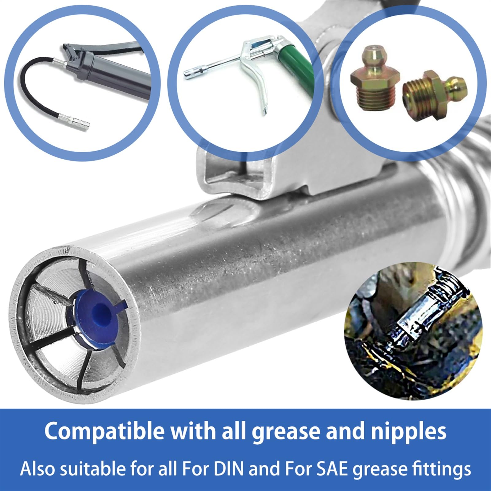 Łącznik do smarownicy Złącze pistoletu smarowego Smarownica łącznik Mini ręczna głowica pompy smaru 10000PSI Dysza smarująca strzykawki(Grease nozzle)
