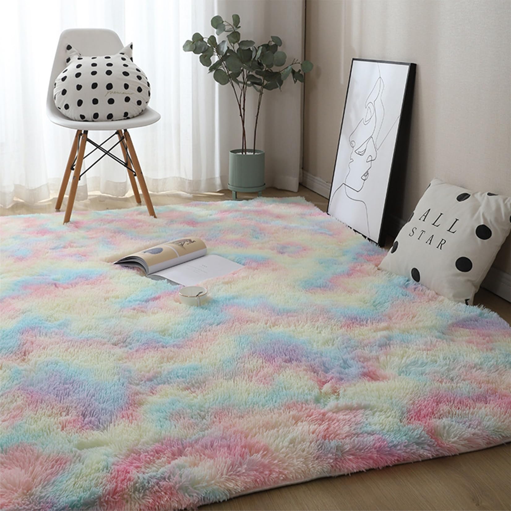 Tapis de sol shaggy lavable pour éliminer la sensation de sol froid en chambre