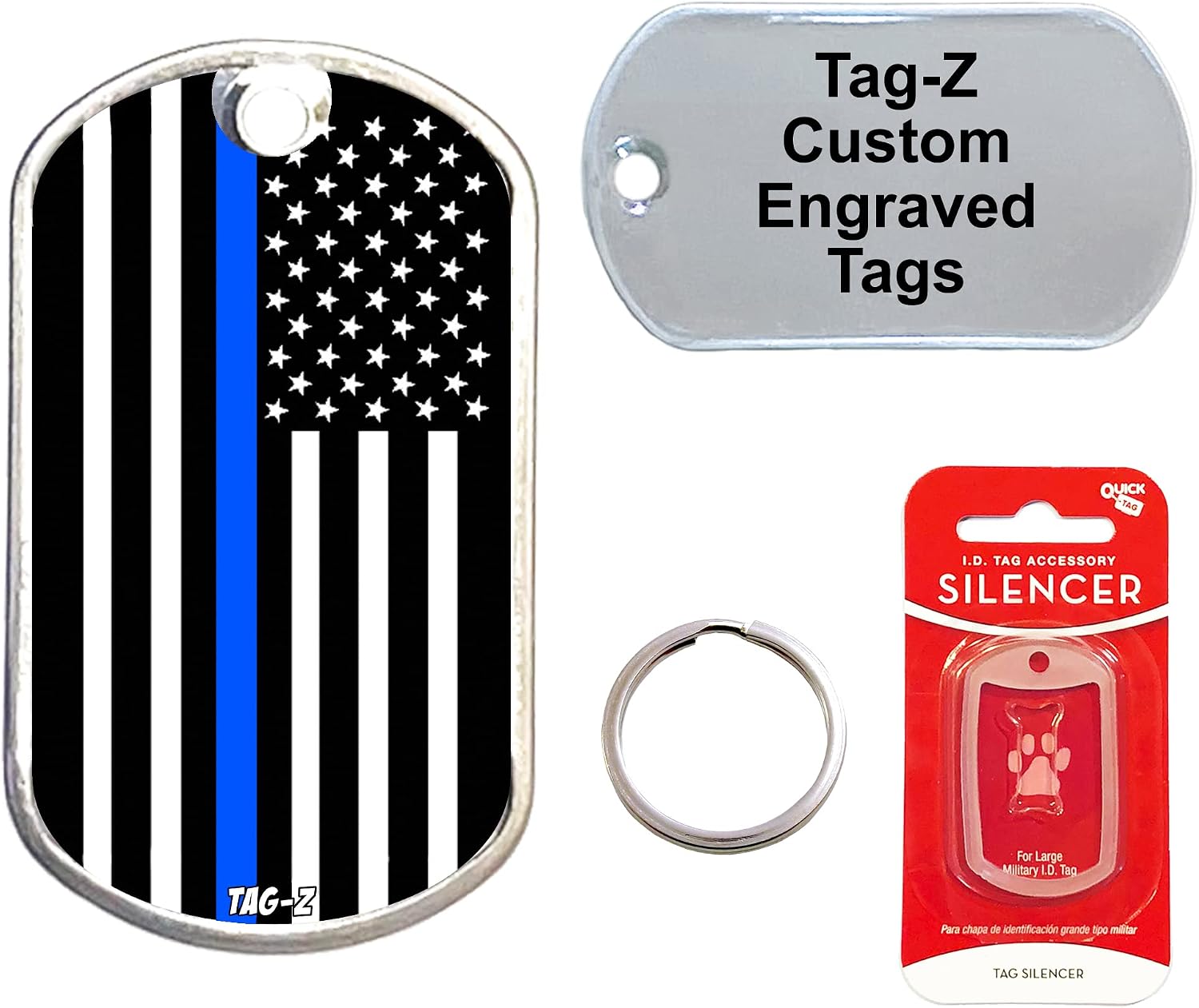 Blue LINE Flag - Customized - PET TAG - Military Shape - TAG-Z Dog Tags