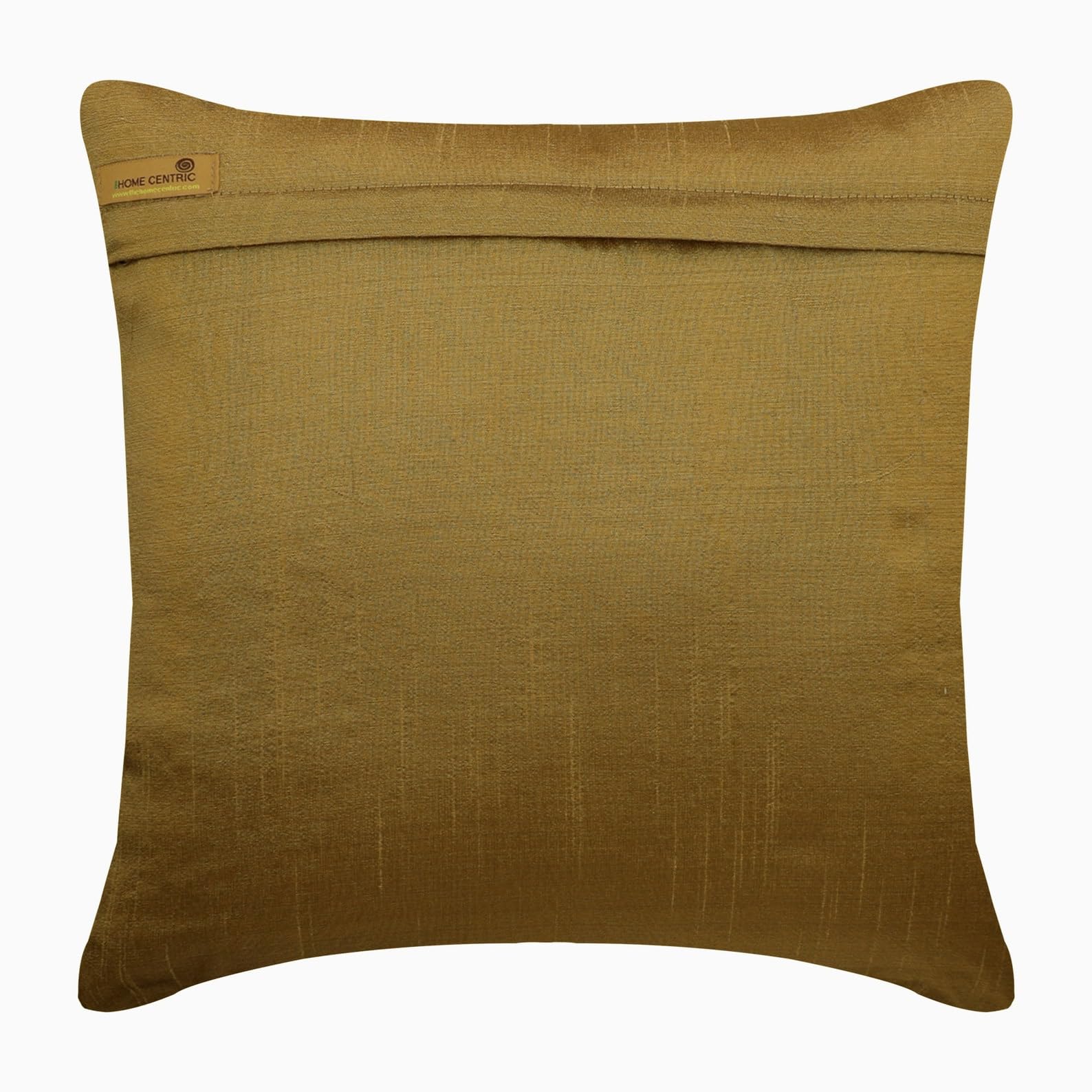 The HomeCentric Decorativo Oro Cojin, 45 x 45 cm Seda Amortiguar, Funda de Cojín con Lentejuelas y Cuentas, Resumen Amortiguar, Moderno Cojin - Shimmering Gold