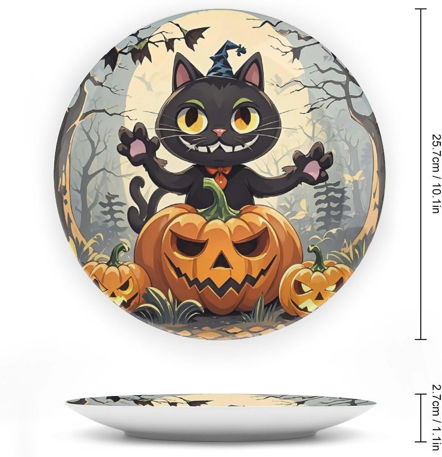 Evil Cat Ceramic Decorative Plate for Home, Bone China Plates image 2