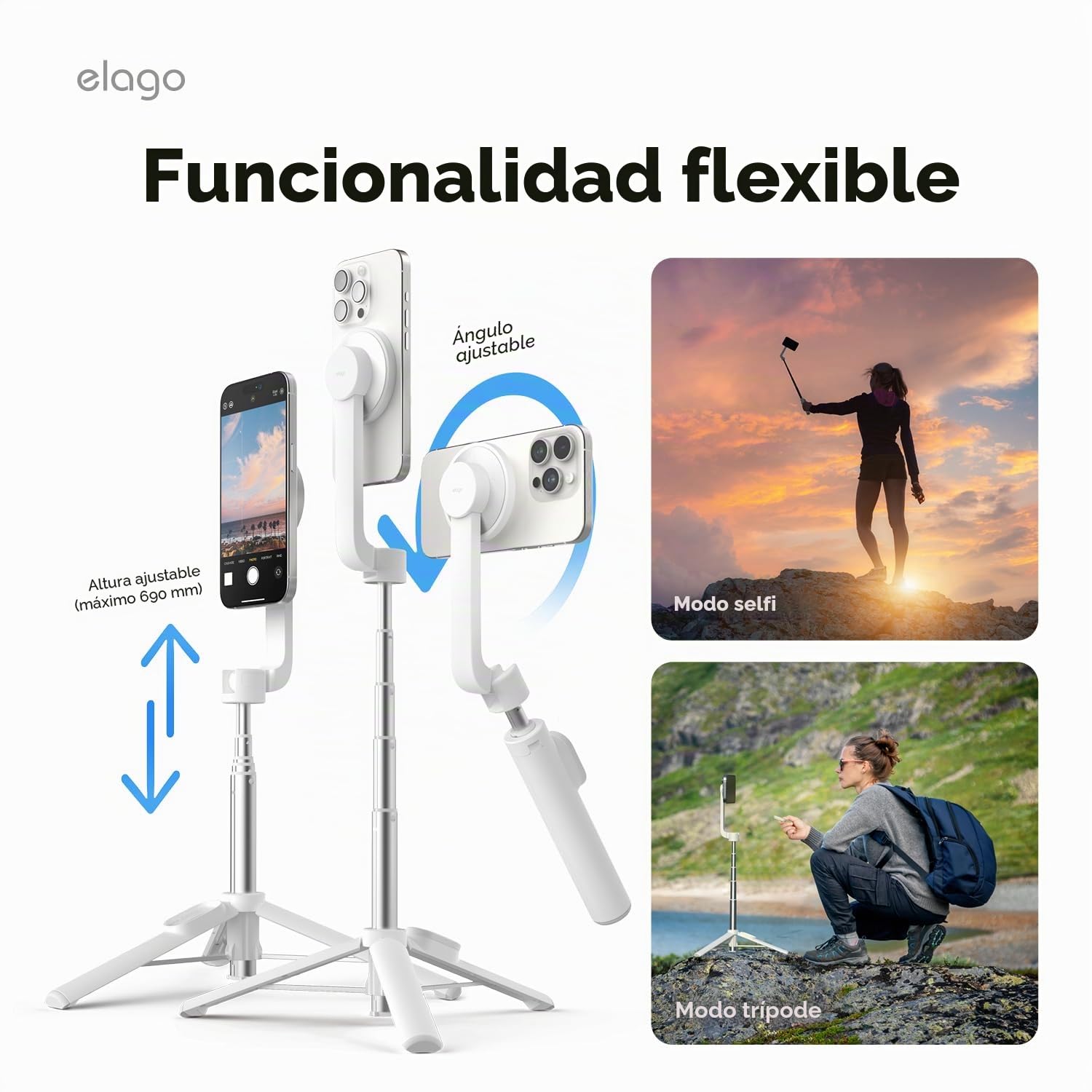 elago Trípode Palo Selfie Compatible con MagSafe para iPhone y Galaxy