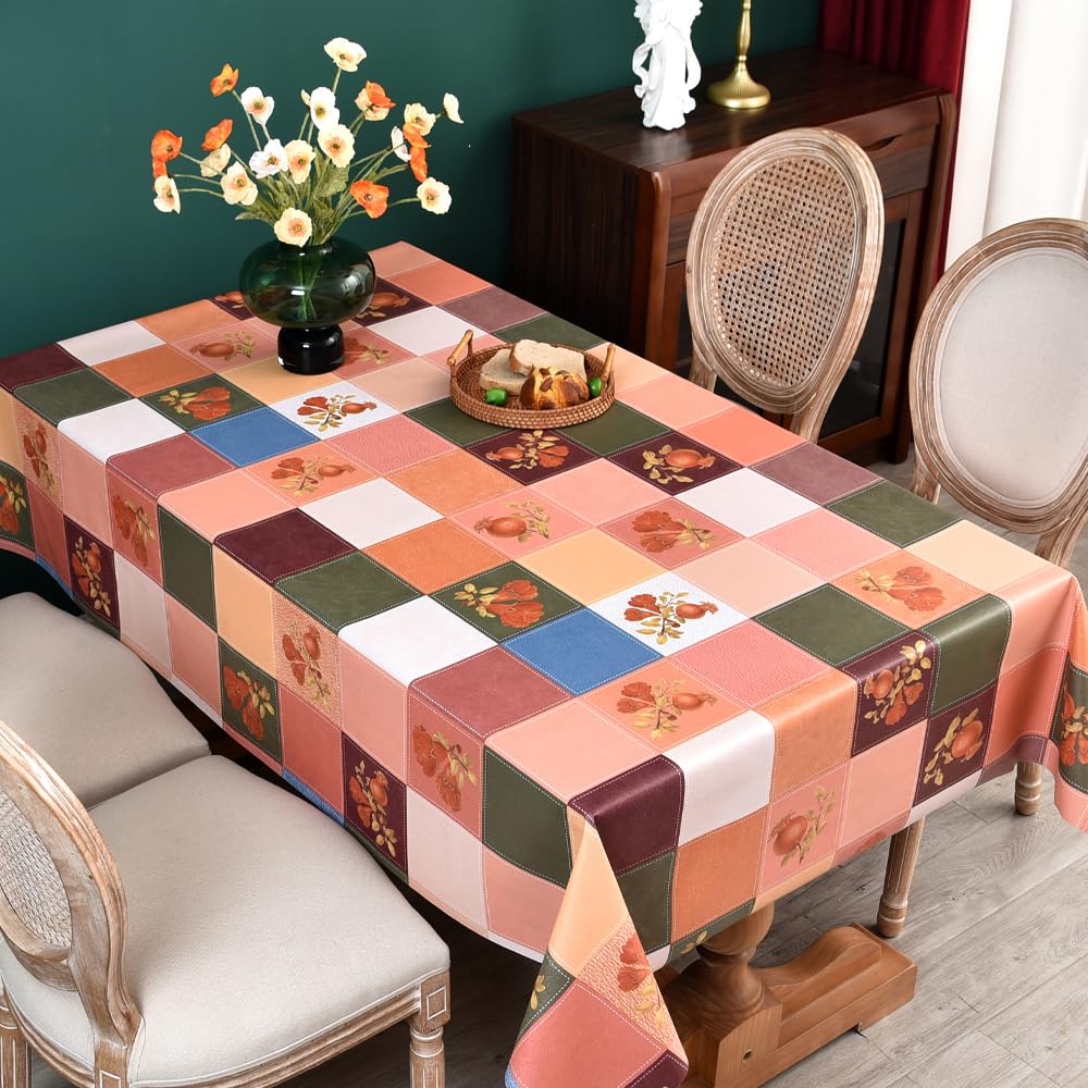 Plenmor PVC Tischdecke Rechteckig für Küche Esstisch Kunststoff Wischtuchreinigung Tischdecke für Indoor Outdoor