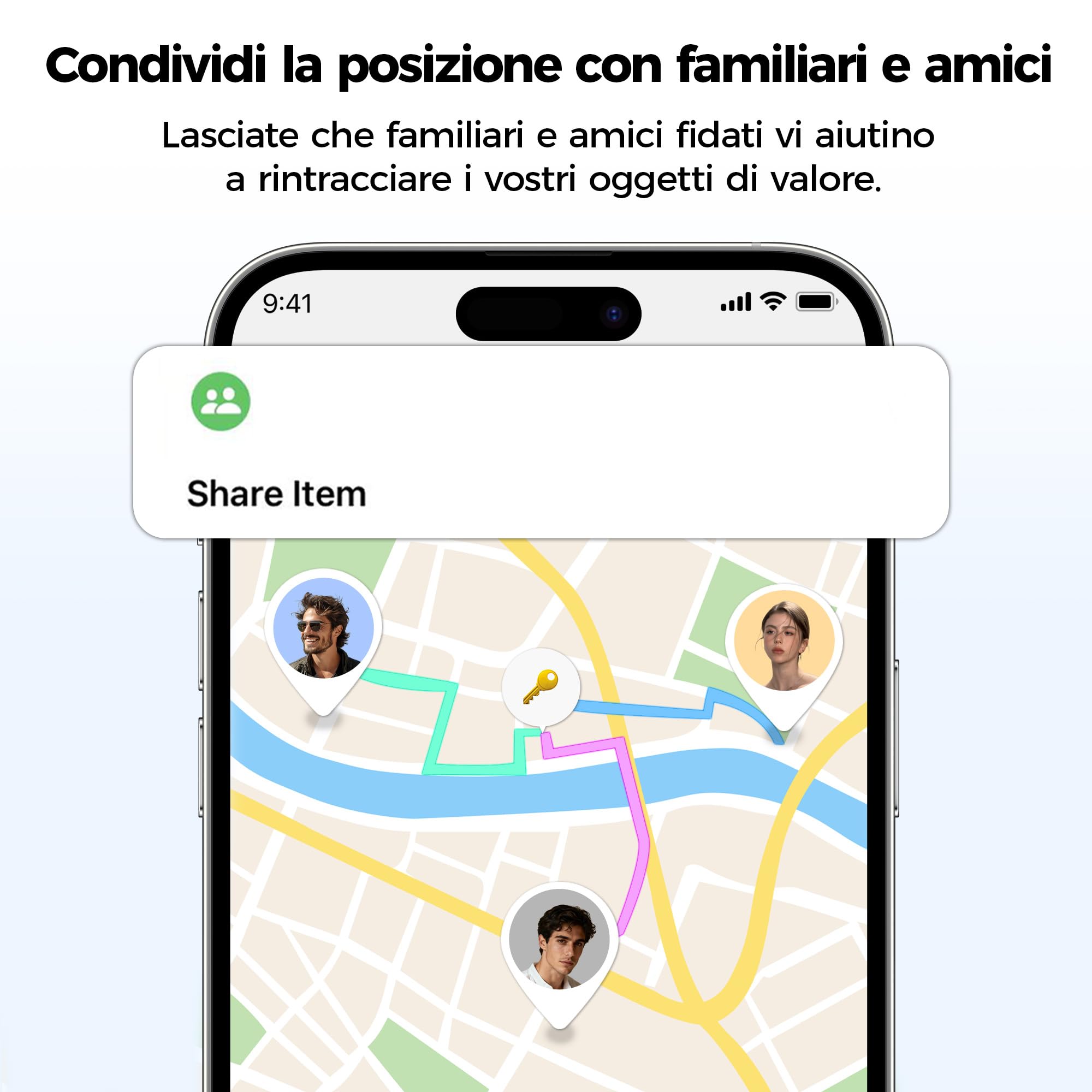 MiLi LiTag Duo Smart Tracker per iOS e Android, localizzatore chiavi compatibile con Apple “Dov’è” o Android “Funzioni Trova”, batteria CR2032, per chiavi, portafoglio e bagagli