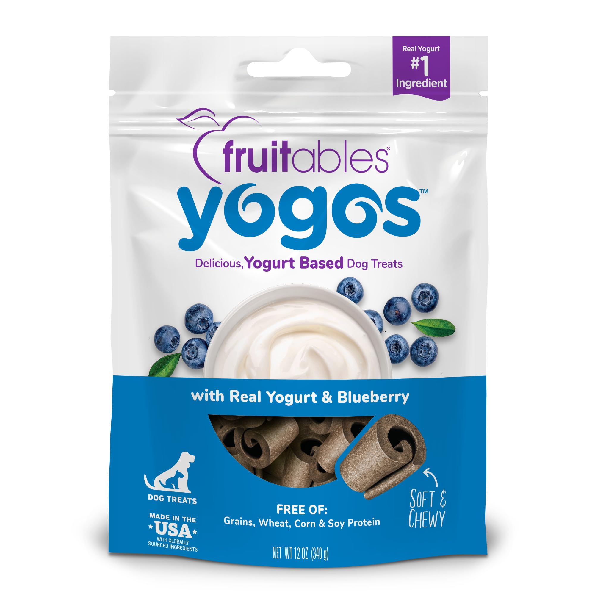 Fruitables Real Yogurt Treats Roll Up Dog Treats Blueberry Flavor