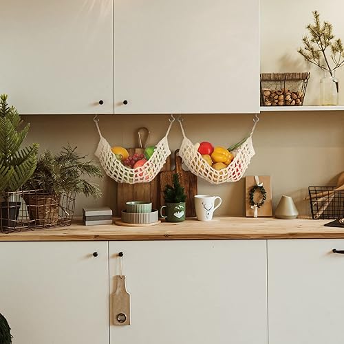 Miniatura 4 de Hamaca grande de macramé para frutas debajo del gabinete, hamaca de plátano para colgar en la encimera, ahorra espacio en el mostrador para cocina,