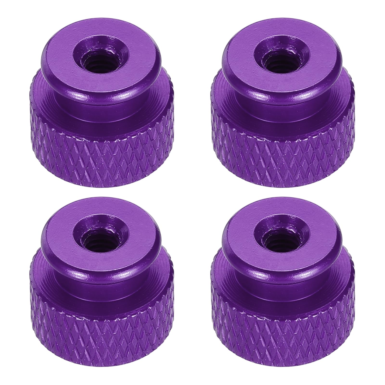 sourcing map 4pcs Knurled Thumb Nut, M3.5 12mm OD 10mm Height 6061 Anodized Aluminium Alloy Hand Screw Nut, Metal Chassis Screw for Machinery, DIY Assembly, Electronics, Purple — image 1