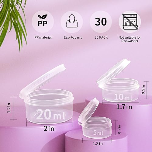 Miniatura 2 de Zfyoung 30 tarros cosméticos de plástico 5100.7 fl oz estuche transparente con tapas a presión portátiles, almacenamiento de viaje muestras
