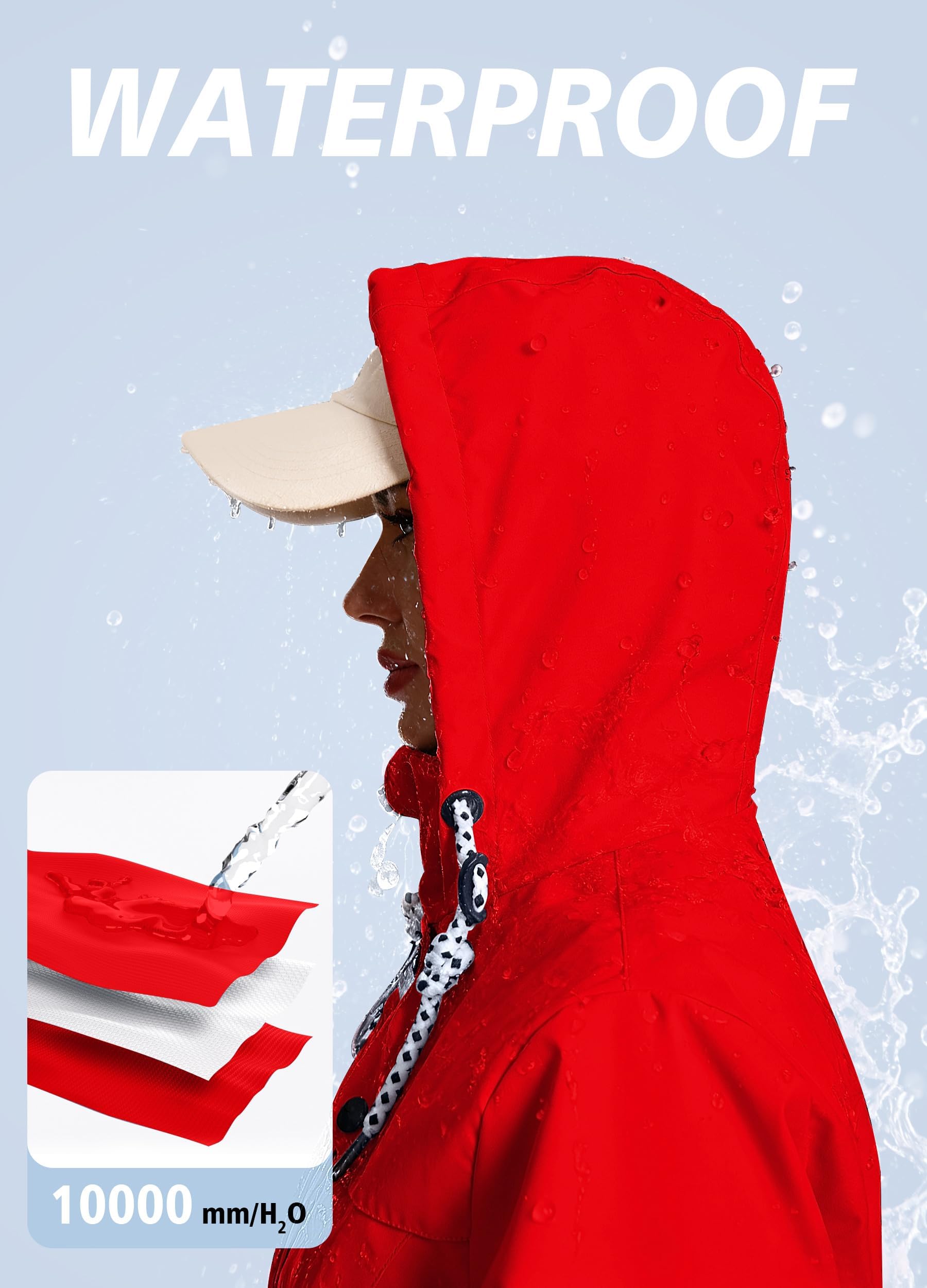 Regenjacke Damen Lang Wasserdicht Atmungsaktiv Regenmantel Kapuze Outdoor S-3XL