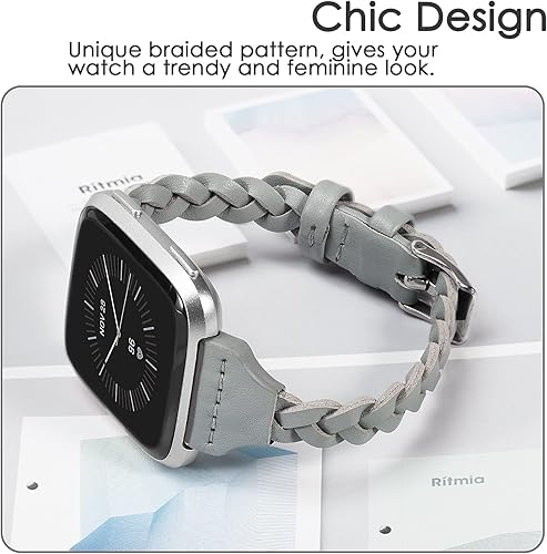 Miniatura 10 de TOYOUTHS Correas de cuero compatibles con Fitbit VersaVersa 2Versa Lite y edición especial para mujeres y hombres, correa trenzada de repuesto para