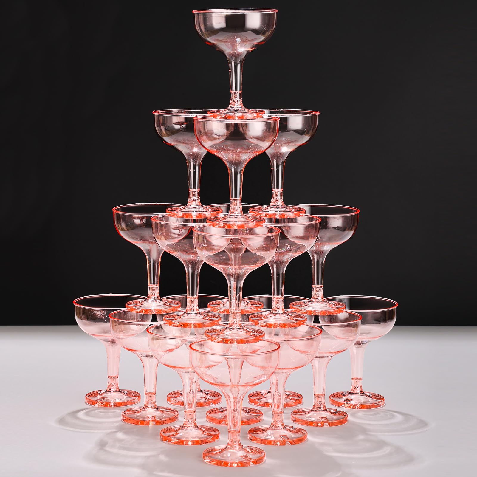 ZOMUIA 50 Pack Acrylic Champagne Coupe Glasses Plastic Champagne Tower for Party Wedding Martini Cocktail Glasses Reusable Cocktail Cups for Wedding