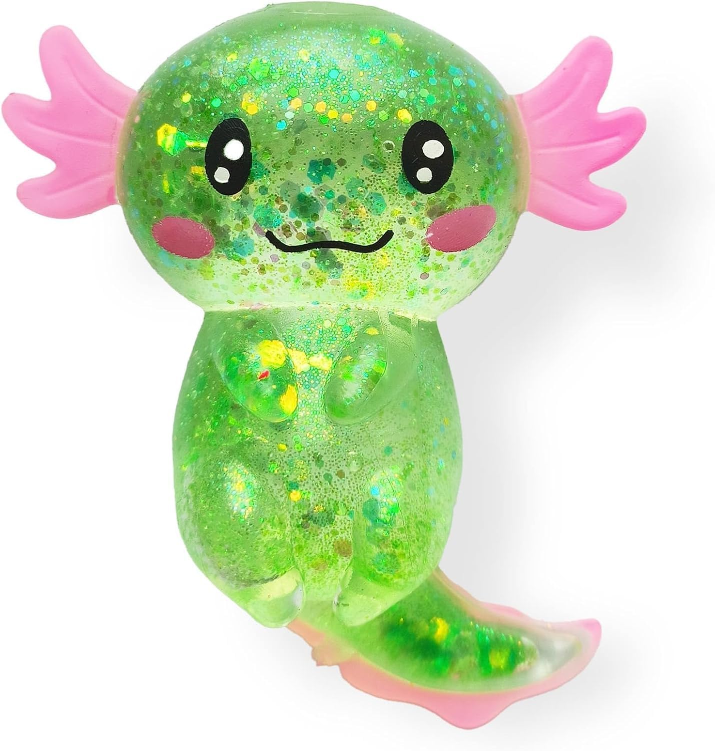 Axolotl Squish-y Stress Relief Toy Glitter Fidget Toys Cute Malts Sugar Axolotl Toy Fidget Toys Adults Fidget-Toy for Kids Youth Adult, Party Favors Anxiety Relief Squish-y-Toys Green