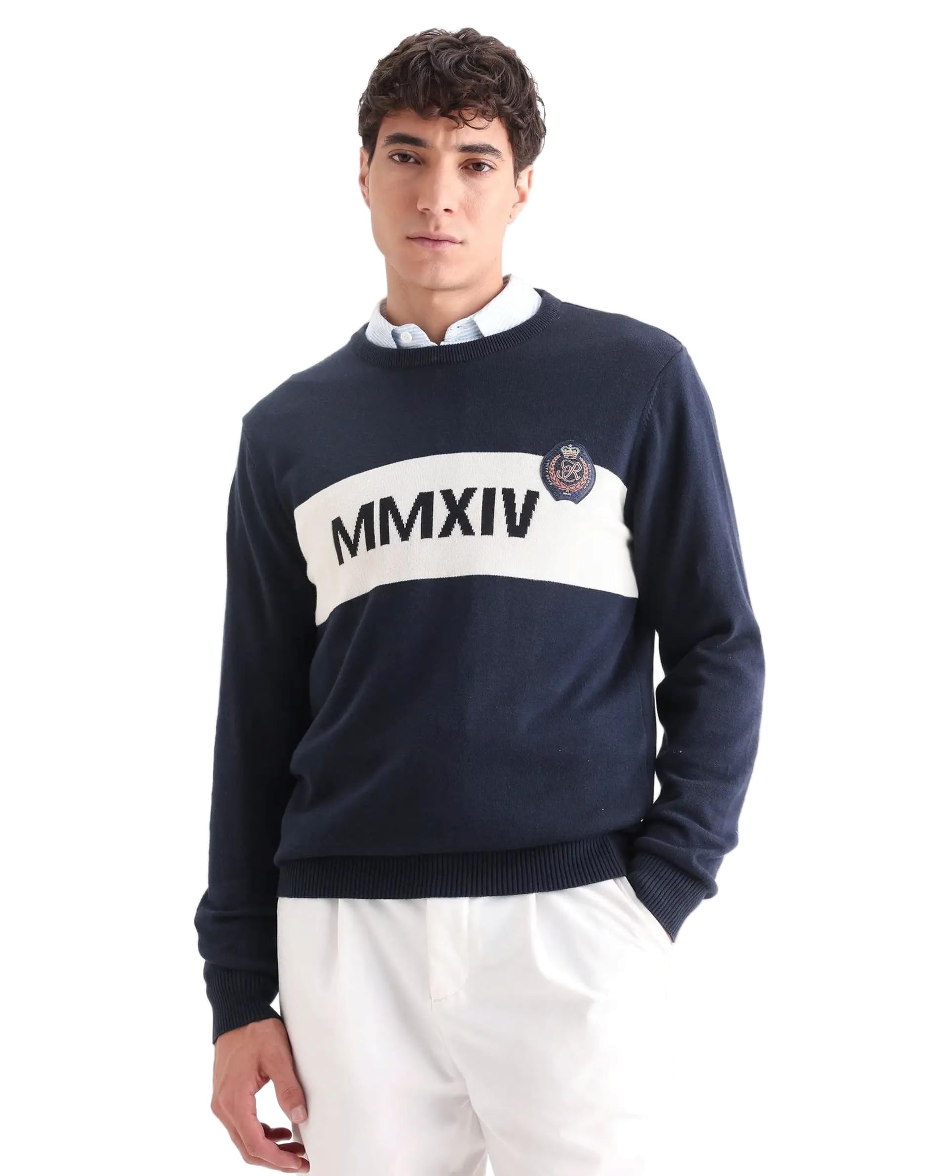 rare rabbit Men's Since Relaxed Letter Print Cotton Crew Neck Long Sleeve Sweater-picture-40