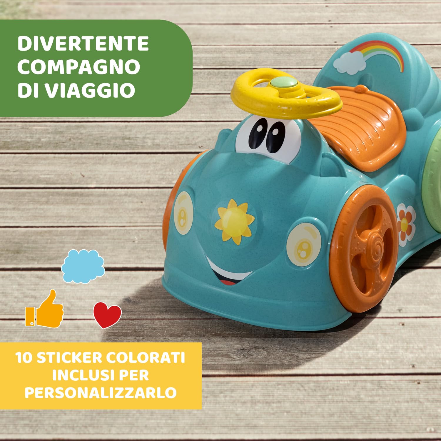 Chicco All Around Eco+ Acquamarina, Macchina Cavalcabile per Bambini Plastica