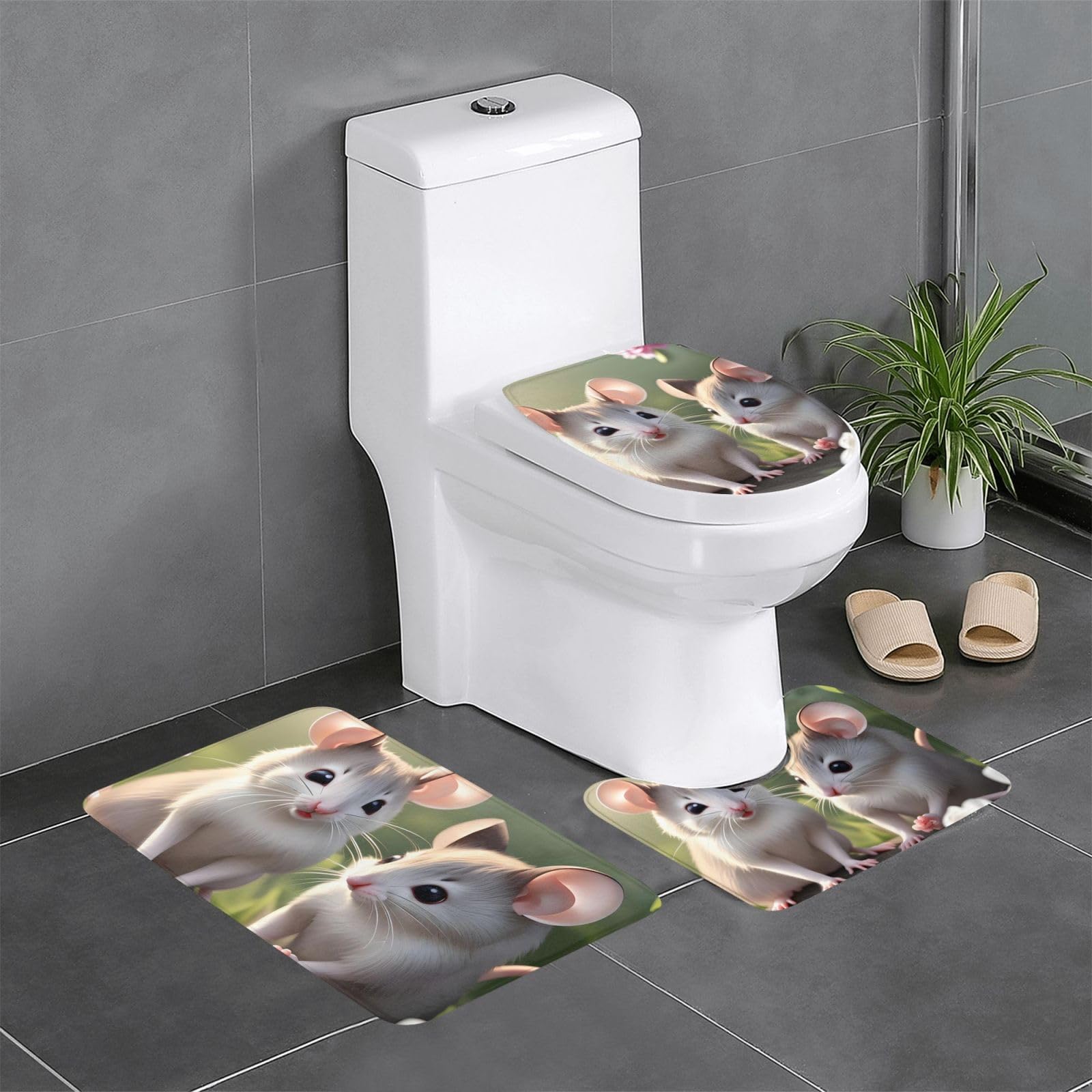 Tapis de salle de bain ovale rectangulaire et contour de toilette qualitatif