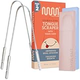 MasterMedi Tongue Scraper for Adults with Multicolor Travel Cases (2 Pack), 100% Stainless Steel, Reduce Bad Breath, Tongue Scrubber, Easy to Use, Tongue Cleaner for Oral Care & Hygiene