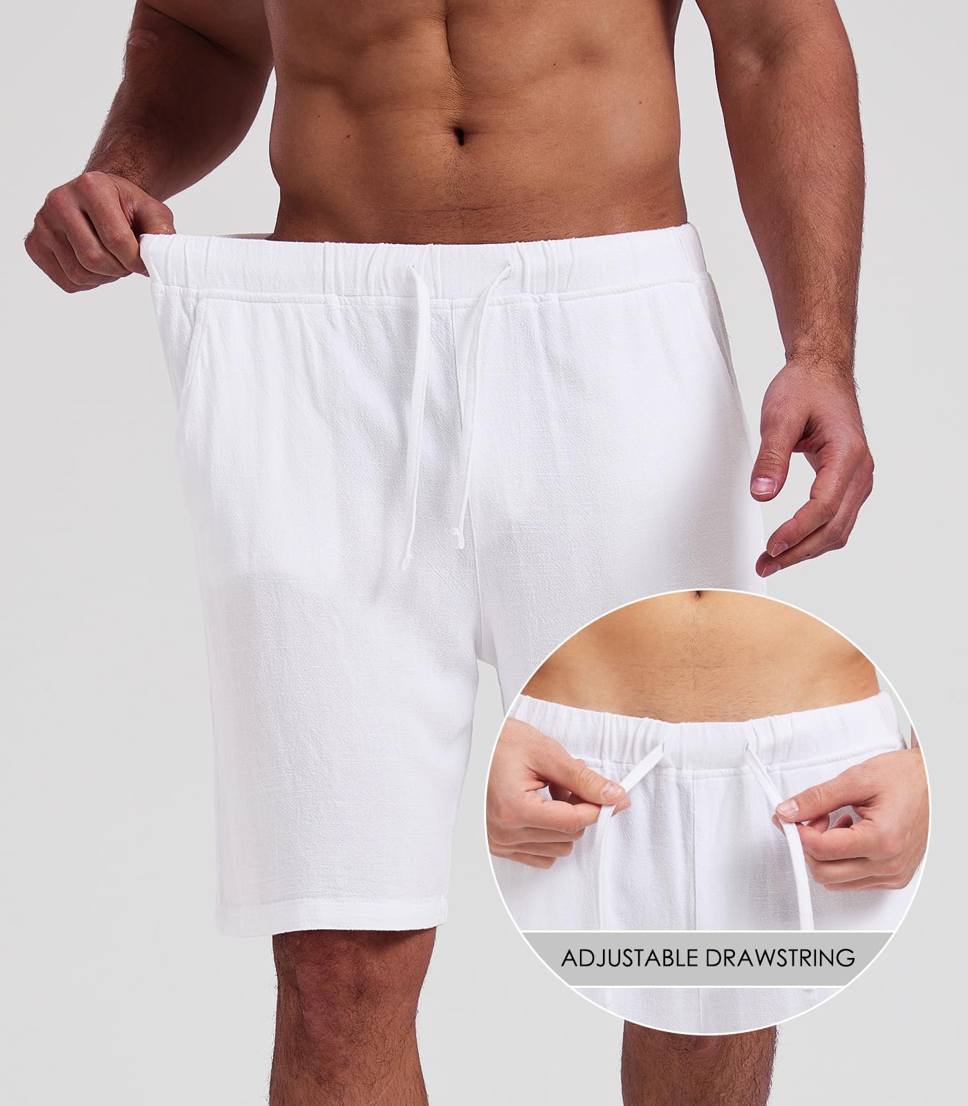 Pantalones Cortos de Lino Hombre Bermudas Casuales Shorts Playa Verano