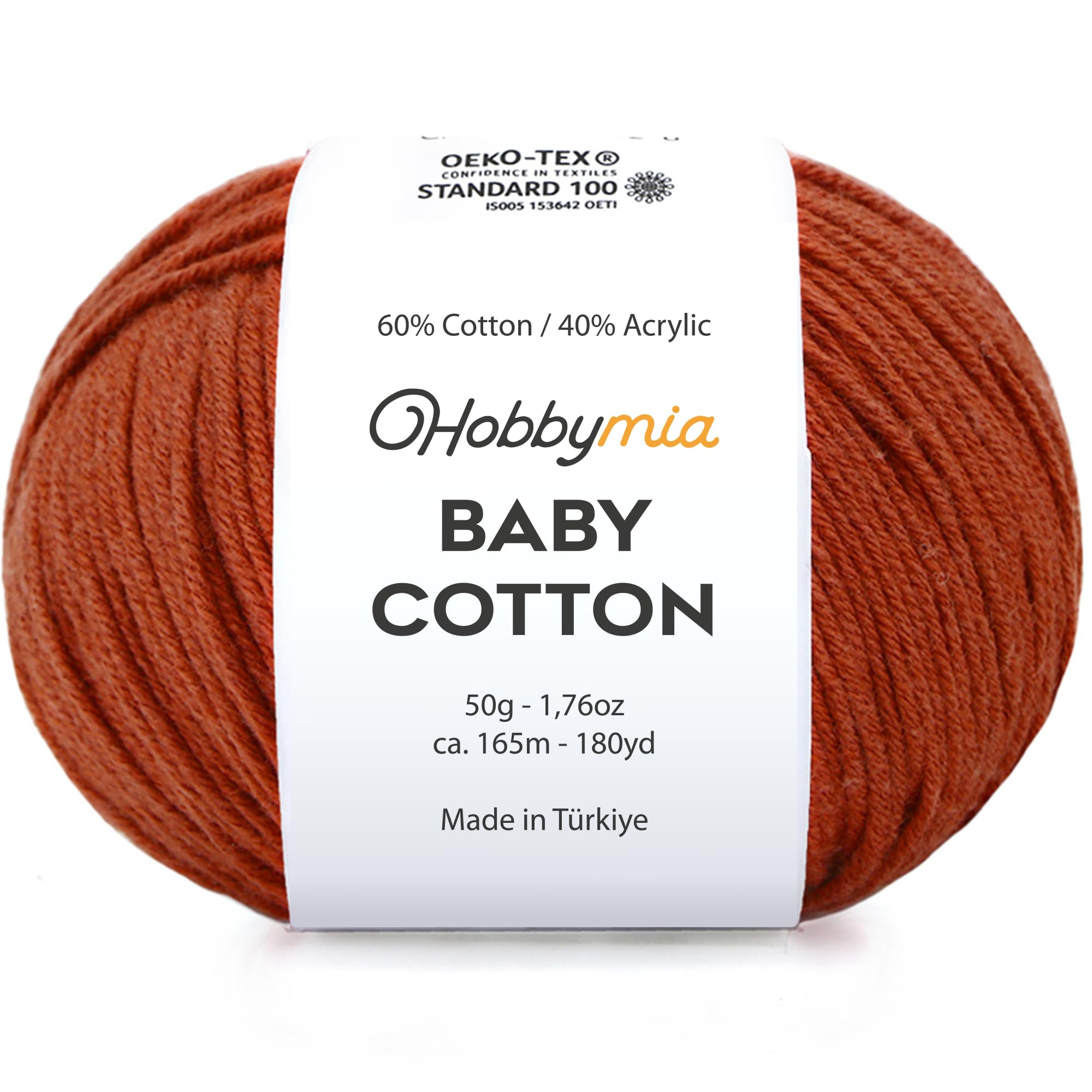 Baby Cotton Blend Yarn – Soft Sport Weight Yarn for Crochet & Amigurumi - 50g/180yds - 60% Cotton 40% Acrylic - Ideal for Baby & Knitting Proj.(Neon Green, 1 Ball) — view 150