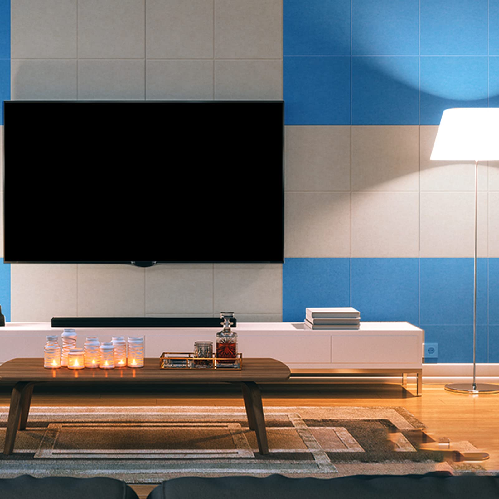 Panneau Acoustique - Auto-Adhésif - Mousse Pyramide - Noir Et Rouge - Isolation Phonique - 12 Paquets - TV Son Photo