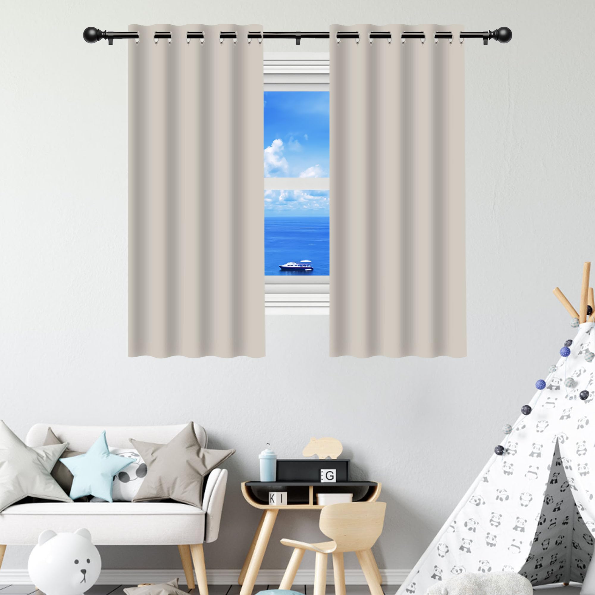 Rideaux occultants isolant thermique anti froid 500x160cm pour chambre et salon