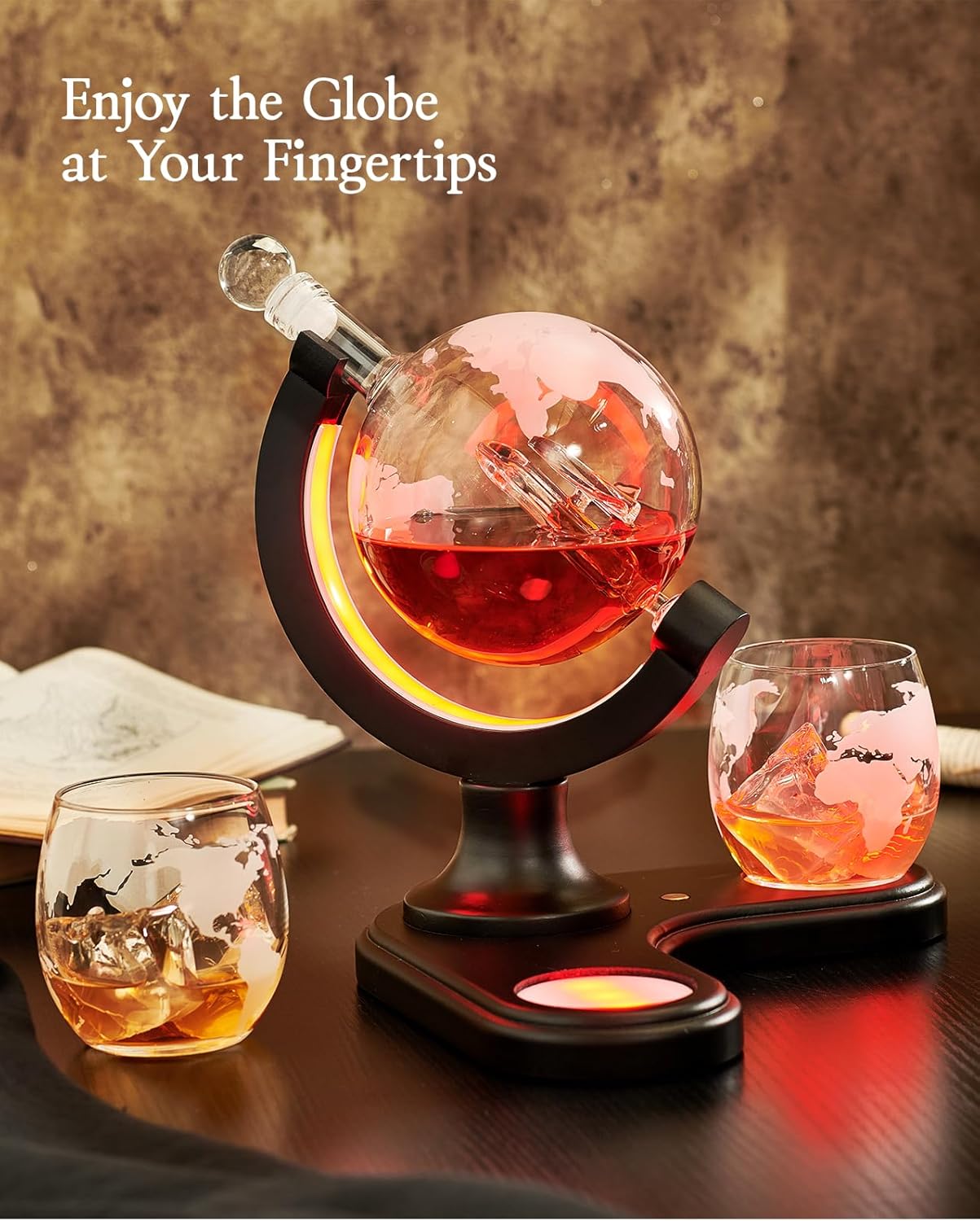 Gifts for Men Dad, Kollea Unique Light Up Whiskey Globe Decanter Sets with 7 RGB Colors, Cool Christmas Birthday Gift for Men, Funny Anniversary Present for Him Husband - Image 4