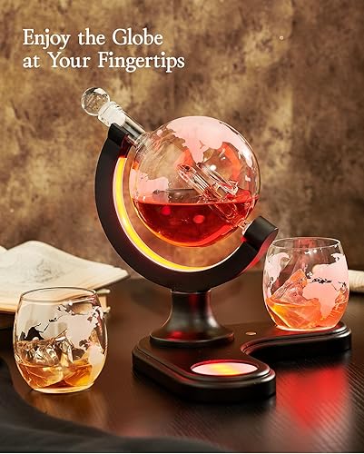 Miniatura 4 de Gifts for Men Dad, Kollea Unique Light Up Whiskey Globe Decanter Sets with 7 RGB Colors, Cool Christmas Birthday Gift for Men, Funny Anniversary