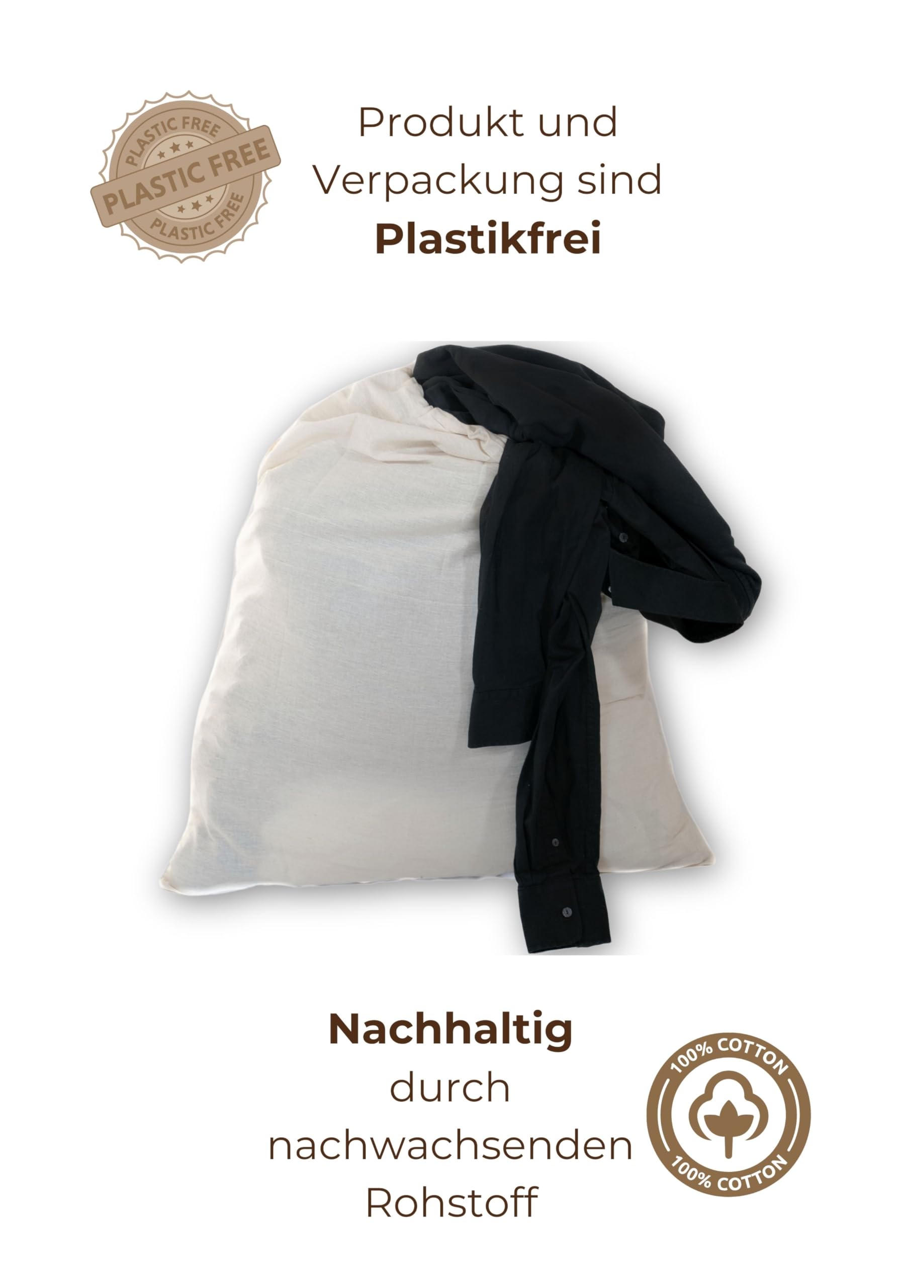 Wäschesack 2er-Set – 60x90 Cm, 100% Baumwolle, Mit Kordelzug, Maschinenwaschbar