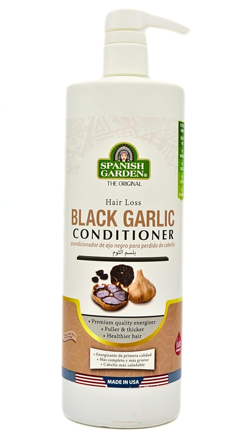 Spanish Garden Hair Loss Black Garlic Conditioner | Fuller, Thicker, Healthier Hair, 2 Pound (Pack of 1)