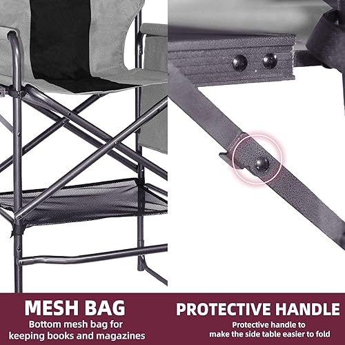 Miniatura 6 de Tall Directors Silla de 30 pulgadas de altura del asiento, silla plegable de altura de barra con mesa auxiliar, silla de campamento plegable con