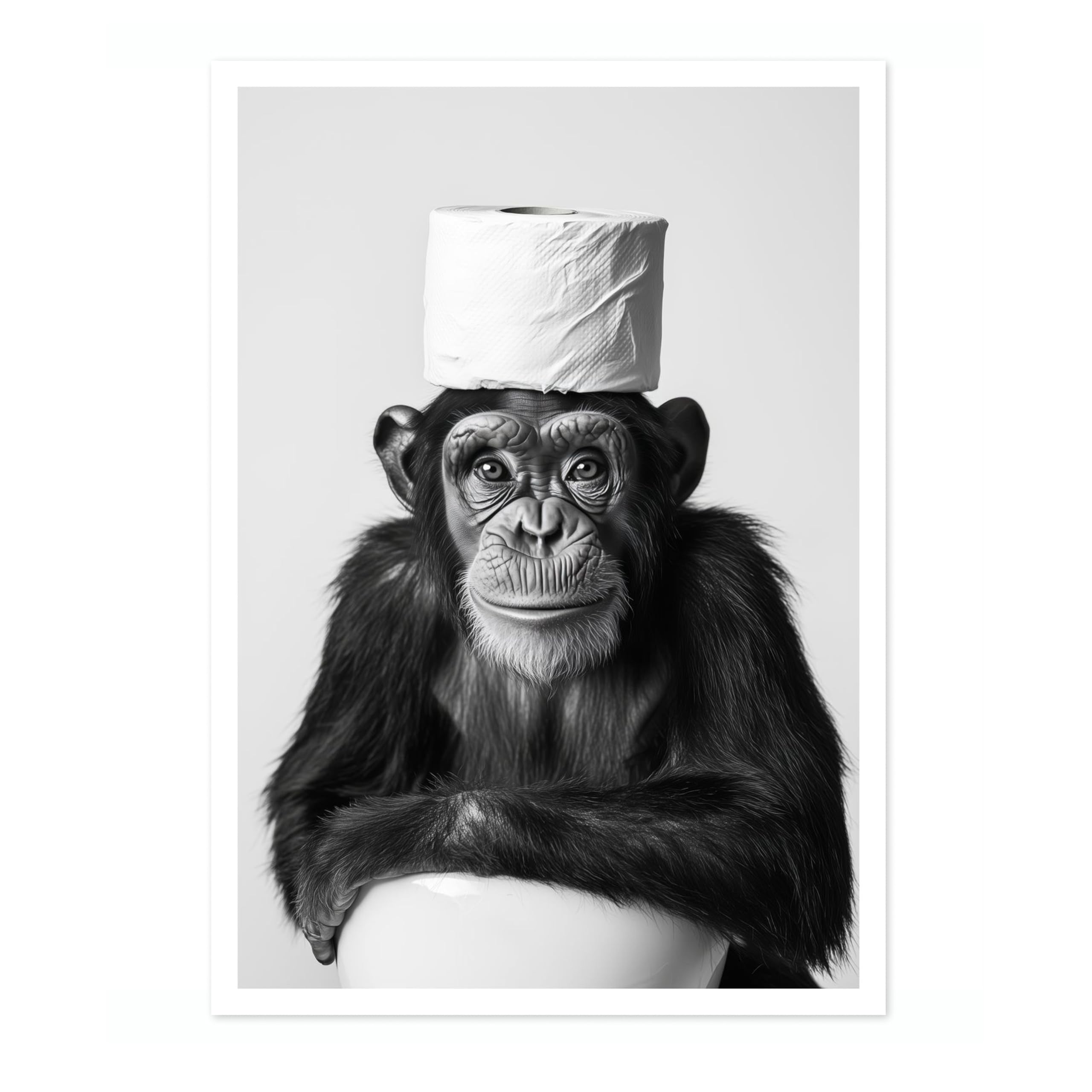 Monkey See, Monkey Roll Animal Toilet Poster, Funny Bathroom Wall Art Print Animals, Funny Wall Art Decor, A4 (Print Only) - 29.7x21cm — image 1