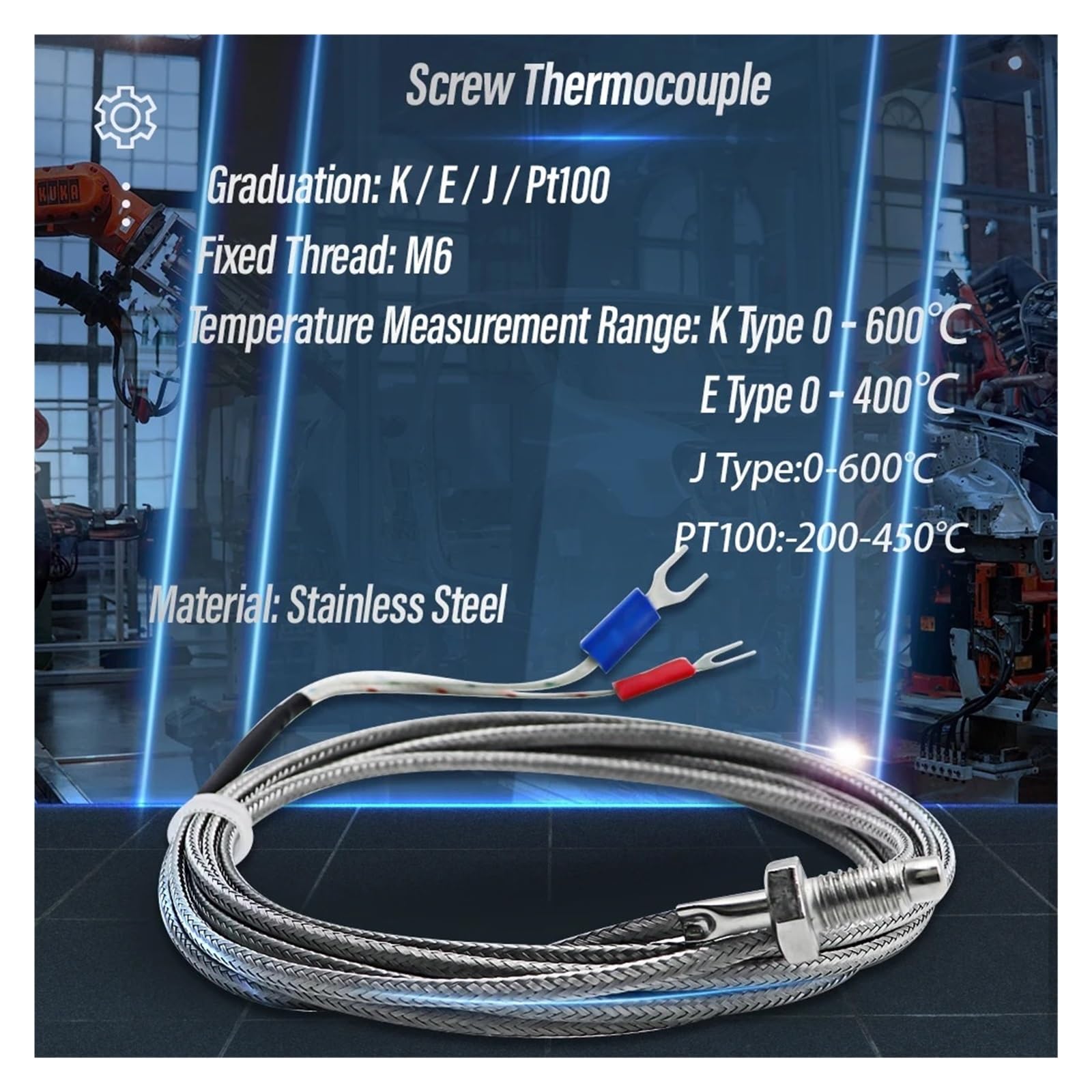 Sensore di temperatura M6 in acciaio inossidabile KJE PT100