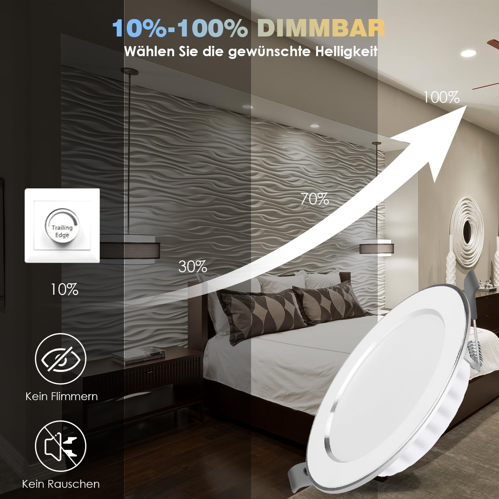Faretti da incasso LED dimmerabili, 230 V 3000 K-6500 K Faretti da incasso ultrapiatti in alluminio, 7 W 700 LM luci spot, Ø di incasso 80-100 mm Faretti LED - Set da 6
