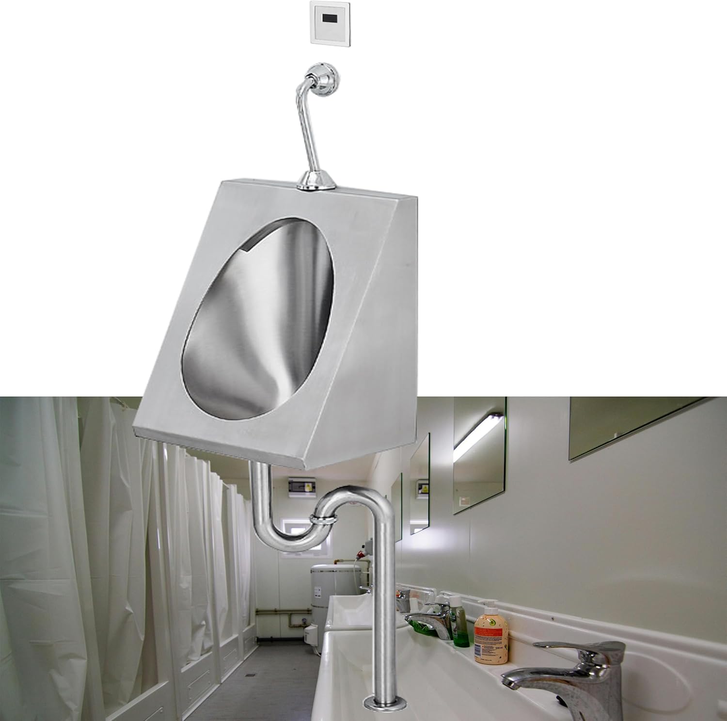 Men's Bathroom Toilet Urinal,Bar Urinals,Intelligent Sensor Flush Male Urinal,Wall Mounted Bathroom Urinal,Urinals for Men Bathroom,Underground-Temperedglass