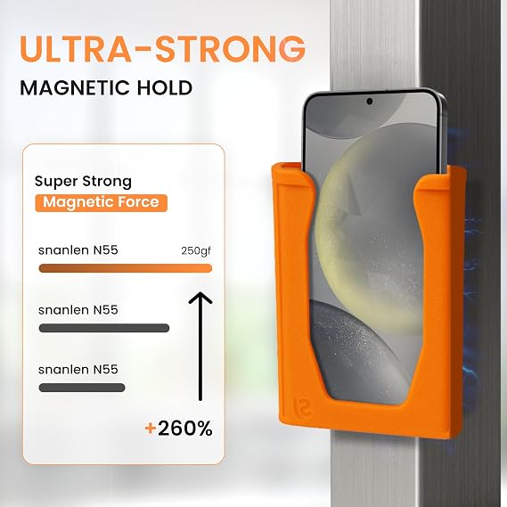 Chatelet SoftJaw Magnetic Phone Holder Universal Rugged Phone Mount for Work, Boats, Trucks, Camping, Pool Umbrellas & More | Super Strong Magnets + Bonus Strap | USA Made (Orange, Phone)
