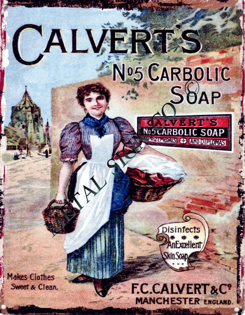 Tracy's Signs 8X10in Calverts Carbolic Soap Bathroom Metal Sign Retro Vintage Style (20X25cm)