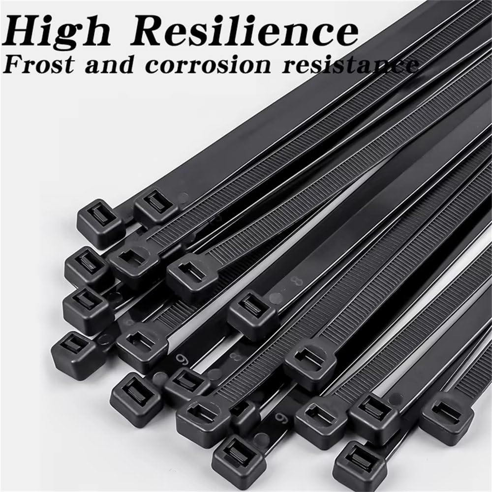 500/1000 pezzi/sacchetto fascette in nylon autobloccanti in plastica nera fascette stringicavo in nylon fascette stringicavo anello di fissaggio anello avvolgicavo, nero, 1,8x200 (1000 pezzi)