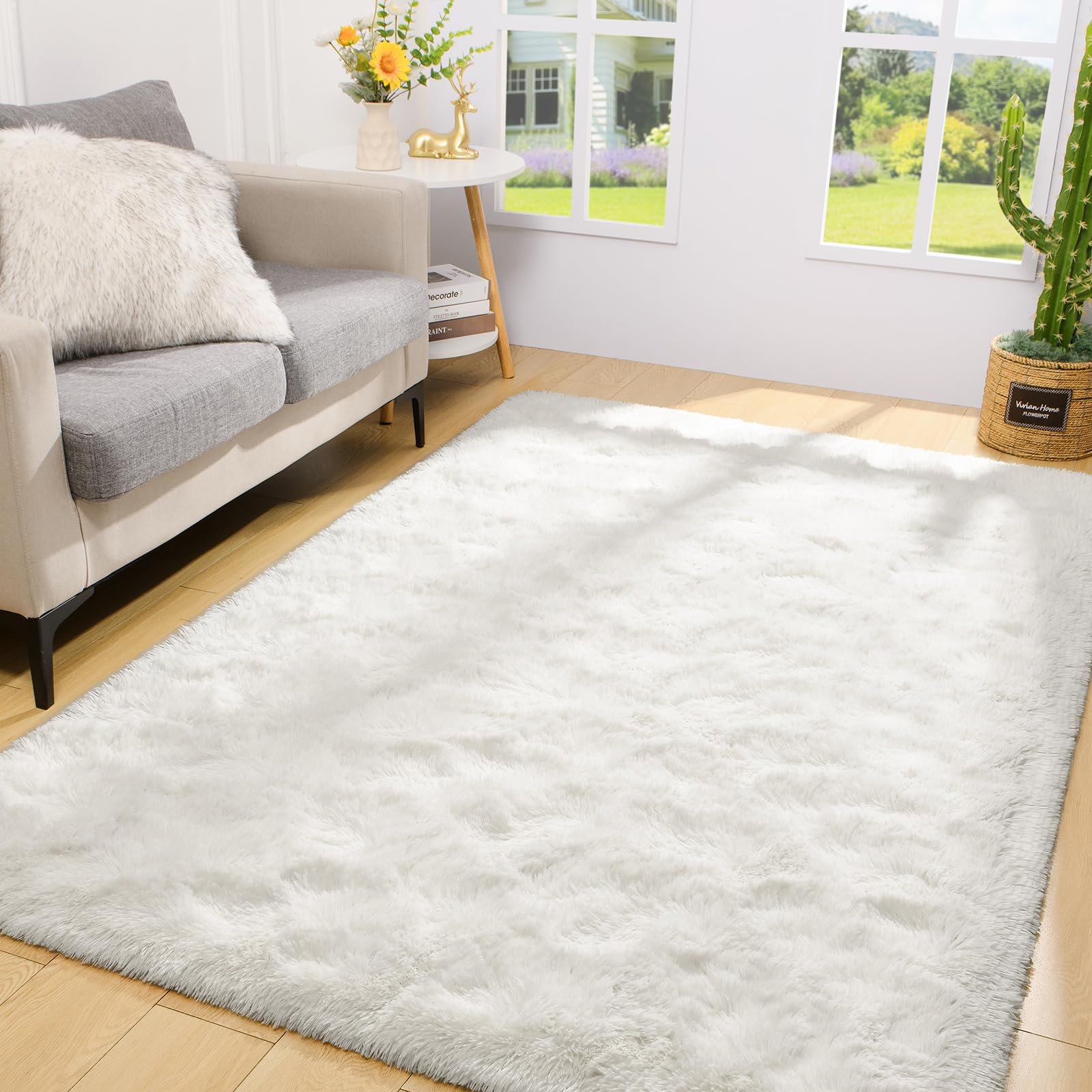 (Similar) BENRON Cream Rug 4x6 White Rugs for Living Room Cozy Rugs for Kids Child Girls Bedroom Non-Slipping Fluffy Nursery Rug Modern Carpets Room Dorm Apartment Home Decor