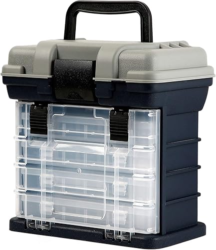 Miniatura 2 de KINJOEK Kit de caja de aparejos de pesca, caja de accesorios de pesca portátil de 4 capas, almacenamiento de aparejos de pesca para agua dulce