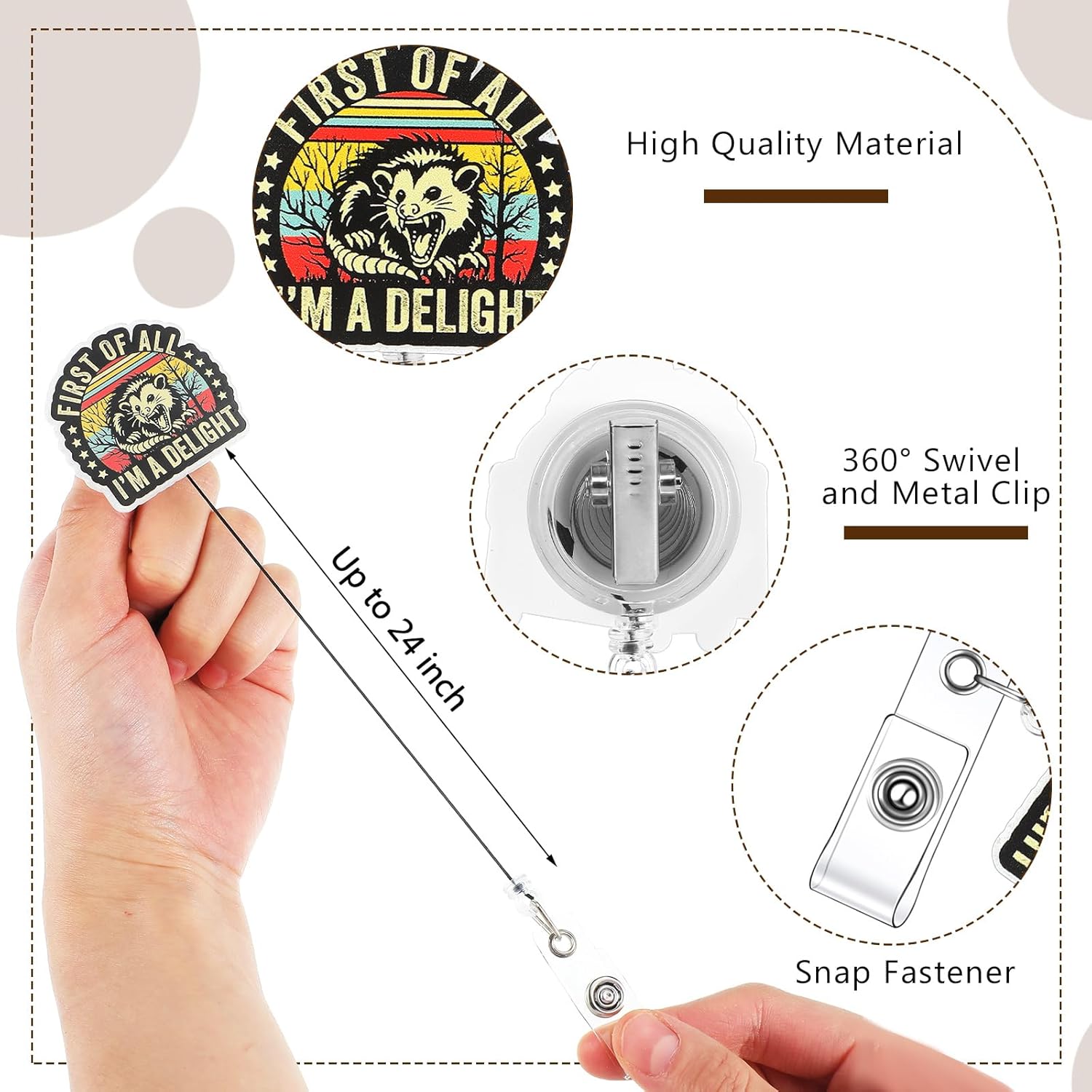 Geyoga 4 Pcs Funny Opossum Badge Reel Retractable Possum Badge Holder Dark Humor ID Alligator Clip Nursing Nicu Accessories for Vet Tech Nurse Doctor Medical Office Worker Teacher Possum Lover Gifts - Image 3