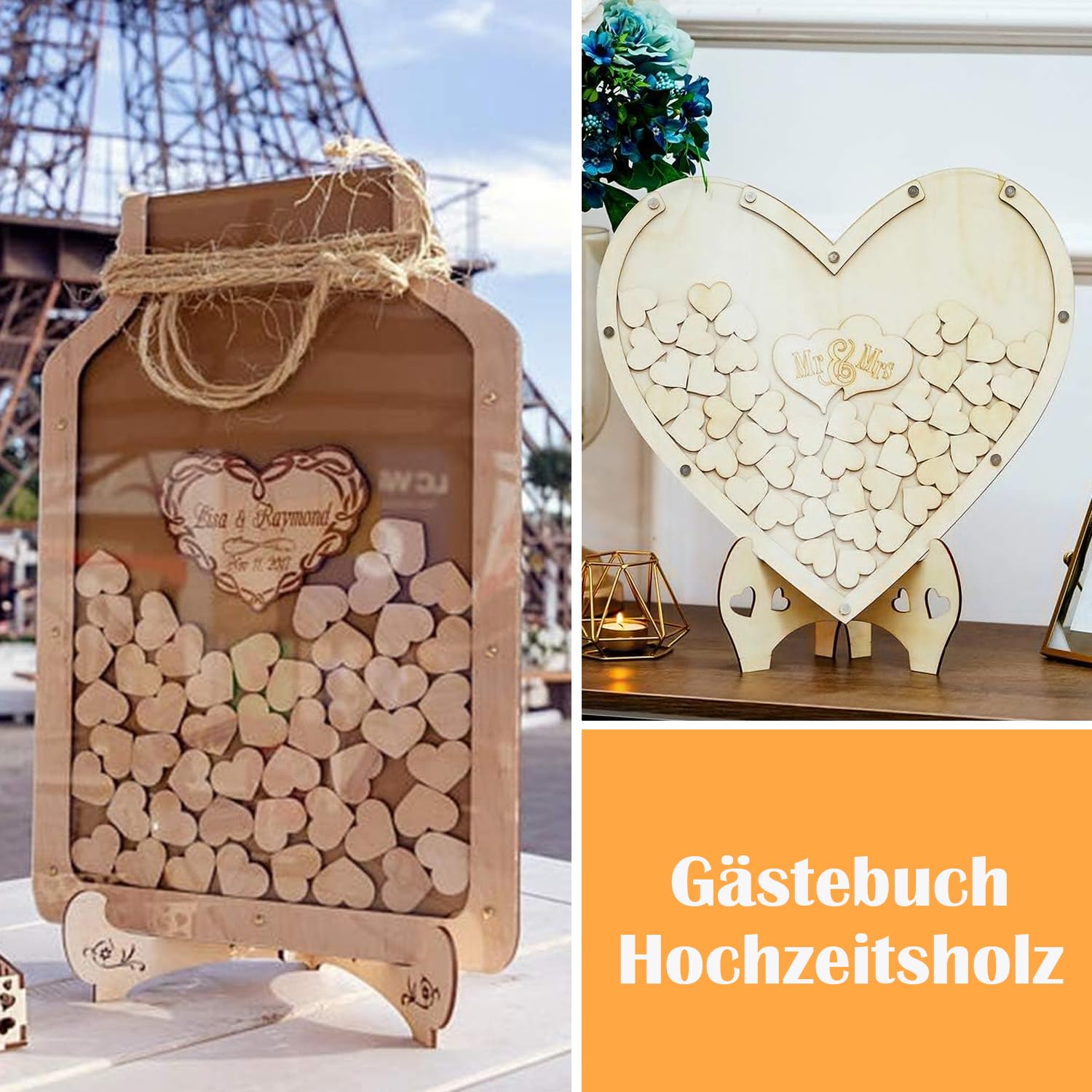 IKO Strooidecoratie houten harten b=3,5-4,5cm Doos=48 stuks