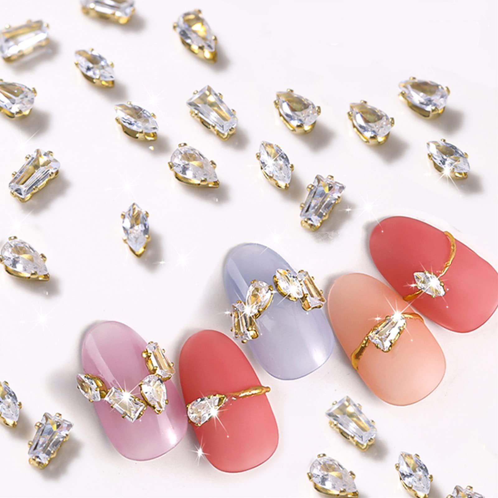 Amazon.co.jp: ネイル ラインストーン 台座付き 50個セット ネイル